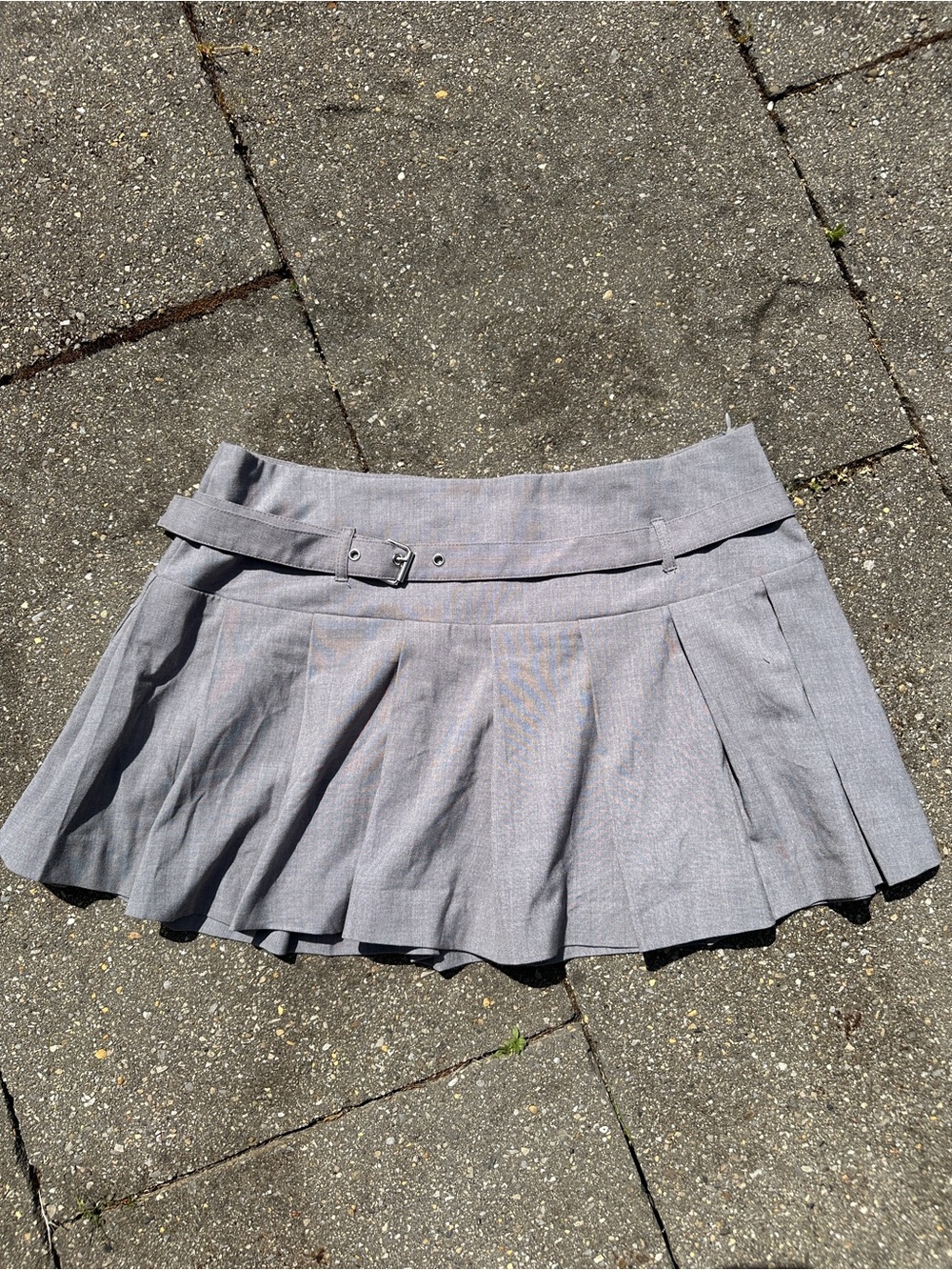 Ardene Grey Pleated Mini Skirt with Belt - Size M Fits L
